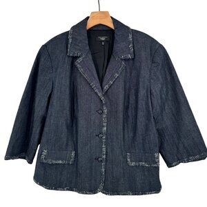 Talbots Women's size 20W plus Denim Blazer blue jean jacket 3/4 Sleeve